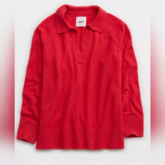 aerie Sweaters - Aerie Red Polo Knit Pullover| Sz M| Preppy, Nautical, Fishermancore